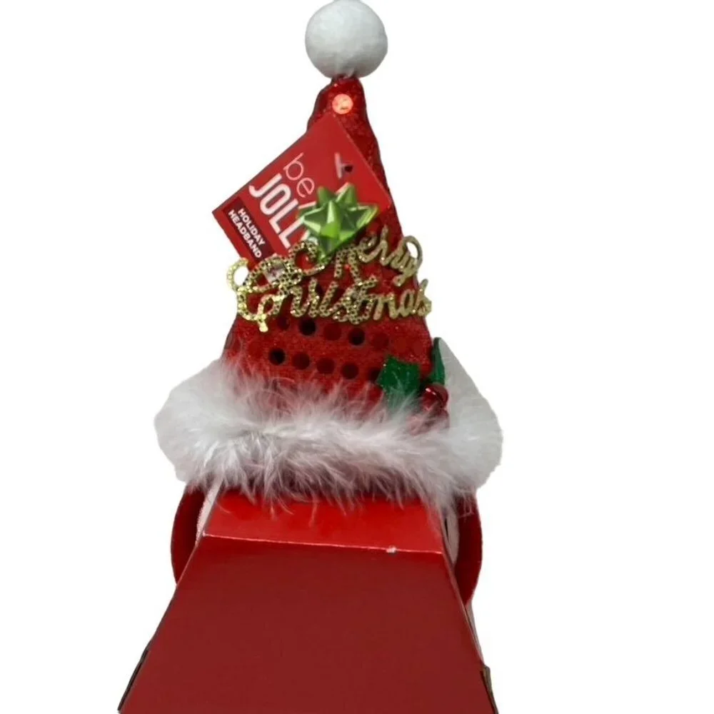 Santa Hat Merry Christmas Headband Sequins Holiday Novelty Photos